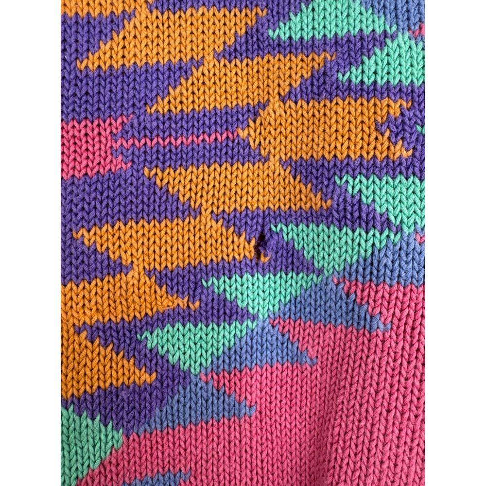 Vintage 1989 I.B. Diffusion Pink Geometric Intarsia Ramie Cotton Sweater Medium - Picture 4 of 10